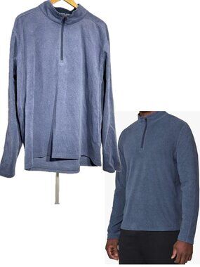 Mondetta Sz XL Mens Quarter Zip Fleece Stand Up Collar 4-Way Stretch Blue